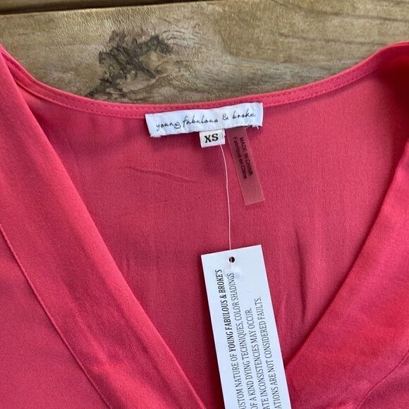 NEW Young Fabulous & Broke Coral Tia Wrap Blouse - Picture 3 of 5